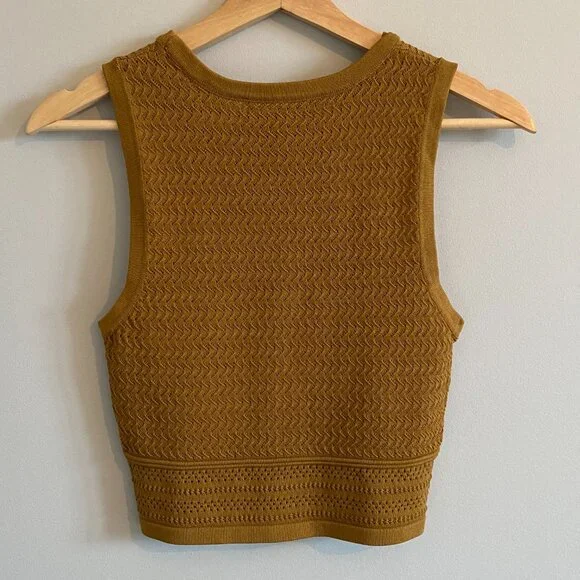 NWT Forever 21 Mustard Yellow Knit Cropped Tank Top - Picture 7 of 7